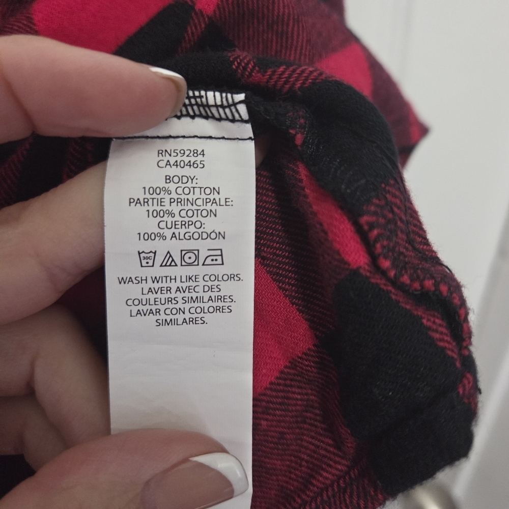 The Children's Place Red & Black Buffalo Plaid Flannel Shirt Dress Size XL - Picture 6 of 10